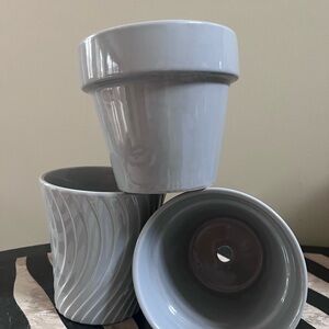 Gray Ceramic Flower Pot Planter - Modern Home Other